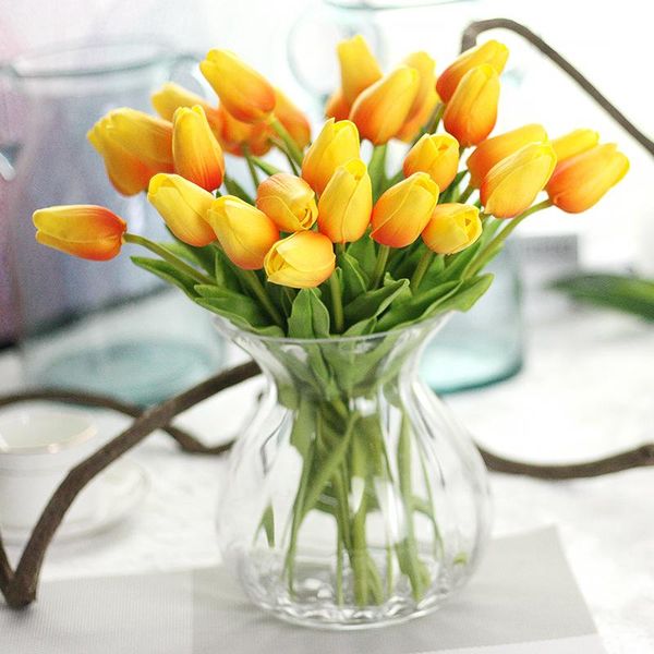 

saideke 10/30pcs pu stunning holland mini tulip flower real touch wedding artificial flowers silk plants decorative & wreaths