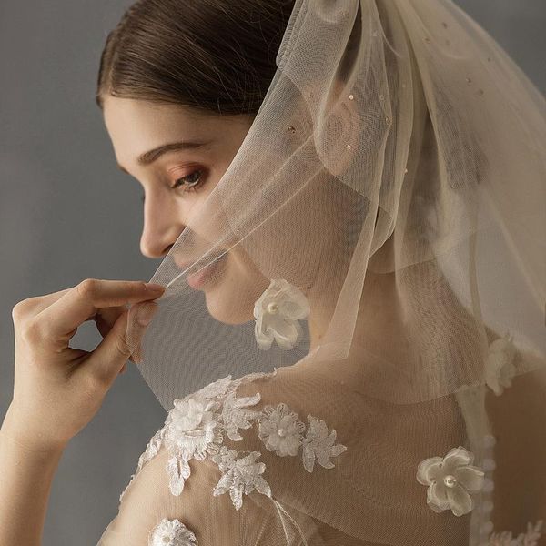 

bridal veils elegant simple short wedding veil mesh shiny crystal tulle flower headdress for travel studio po prop v630, Black