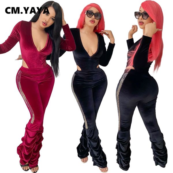 

veet streetwear womens set v-ne bodysuit staed ruched pants set trasuit two piece outfit active sweatsuitby air, White