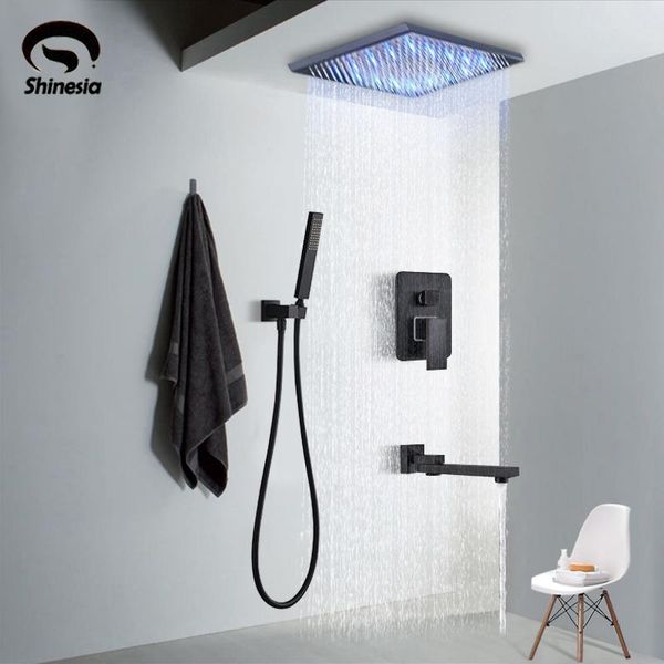 

luxury black bronze shower faucet set 3-function switch wall mount rain with hand tub spout cold mixer bathroom sets