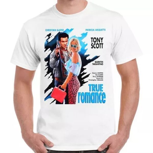 

true romance 90s action film poster vintage retro t shirt 2235, White;black