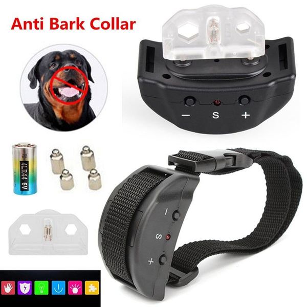 

dog collars & leashes 50pcs/lot fashion automatic anti bark collar static pet training controller sbarking (color: black)