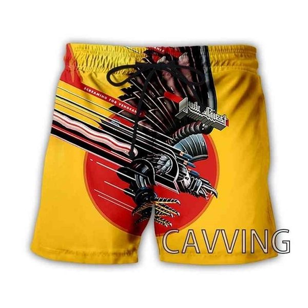 CAVVING 3D stampato Judas Priest Rock Band Pantaloncini da spiaggia estivi Streetwear Quick Dry Pantaloncini casual per donna / uomo 210716