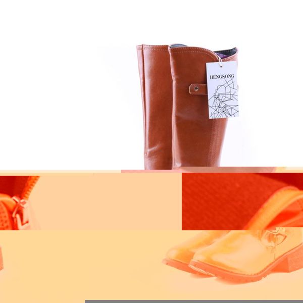 

boots thigh high brown women vintage leather square heel zipper knee height buckle boot keep warm round toe shoes british style, Black