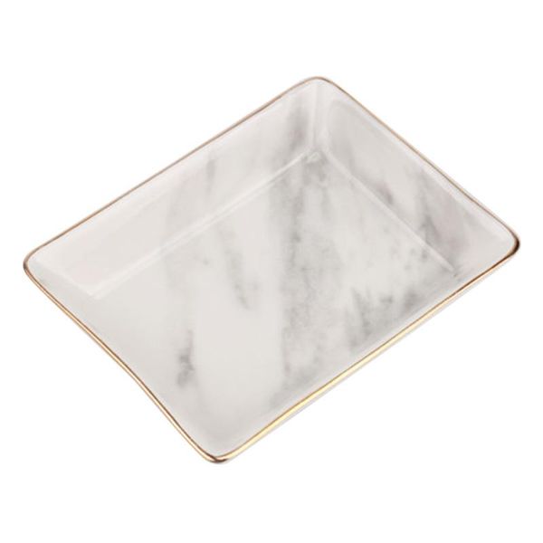 

kitchen storage & organization nordic style golden edged jewelry plate tray marble ceramic ring dish holder organizer for home (small size)