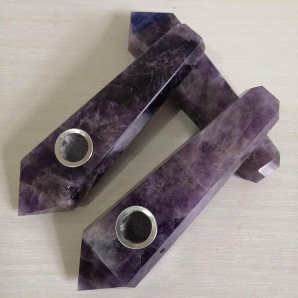 

1pc natural crystal smoking pipe dream amethyst quartz chakra stones healing crystals decoration christmas gift decorative objects & figurin