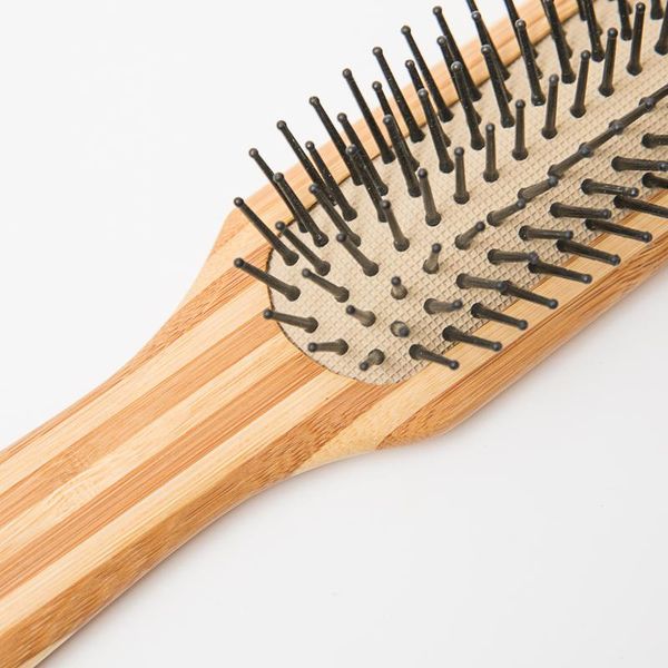 

hair brushes denman bamboo mini paddle detangling wooden brush with nylon pins silicone styler, Silver