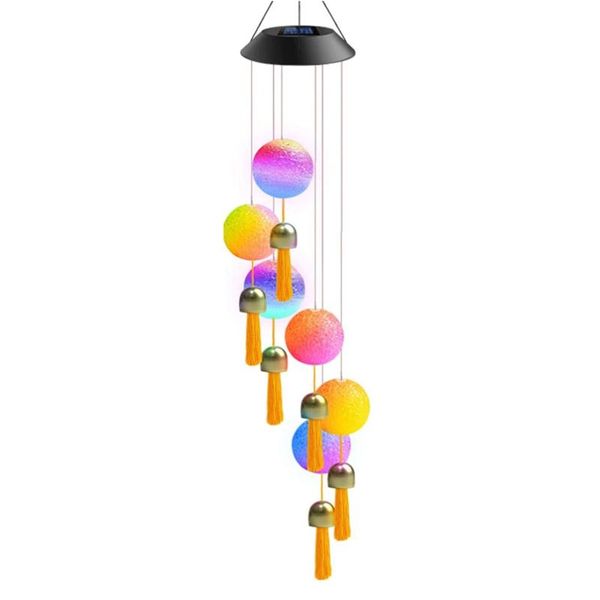

decorative objects & figurines solar wind chimes with bells color-changing hanging crystal ball waterproof for patio, home, outdoor