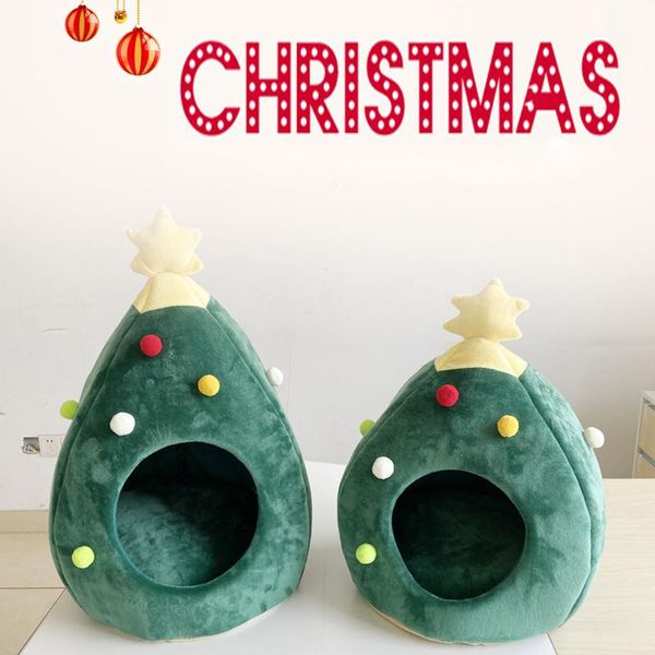 

christmas cat bed dog house cave warm sleeping tree shape winter beds & furniture