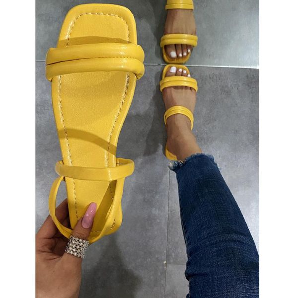 

ladies sandals summer open toe solid color women's shoes outdoor flat slippers comfortable plus size, Black