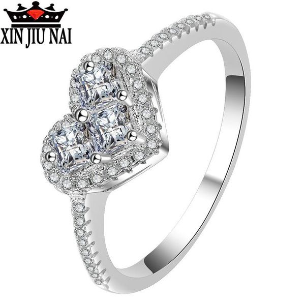 

cluster rings unique craft charming innovative independent women's standard ring creative heart-shaped micro-inlay group with brand jew, Golden;silver
