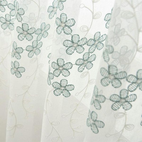 

blue embroidered floral colorful king modern curtains drape panel sheer tulle for living room door kitchen bedroom curtain & drapes
