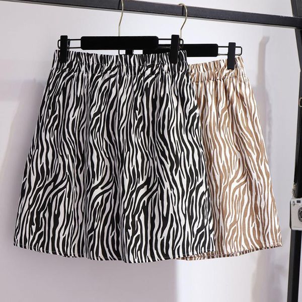 

summer plus size mini skirt for women large casual loose black khaki leopard print pleated skirts 3xl 4xl 5xl 6xl