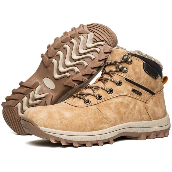 

boots couple plus velvet hiking shoes men's sports outdoor ladies snow, Black