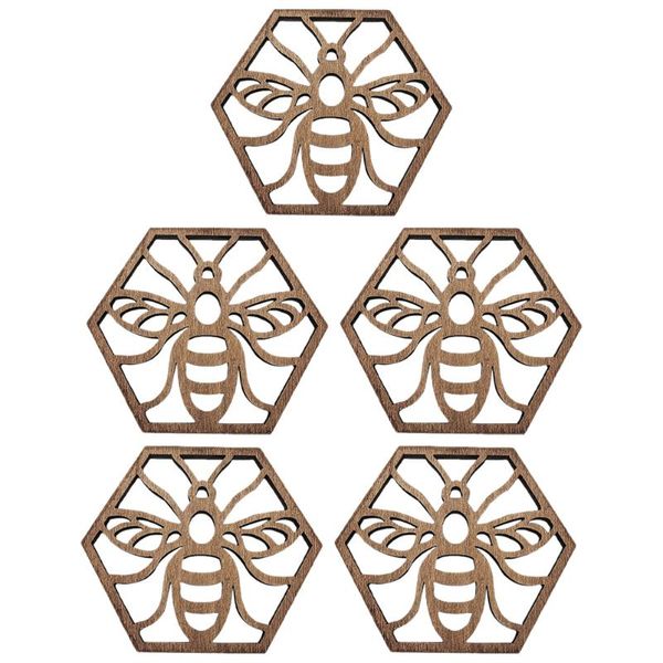 

mats & pads 5pcs wooden coasters tableware dining hanging handicraft