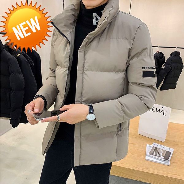 

2021 autumn and winter new men's stand-up collar casual down jacket thick padded youth all-match short cloth, Black