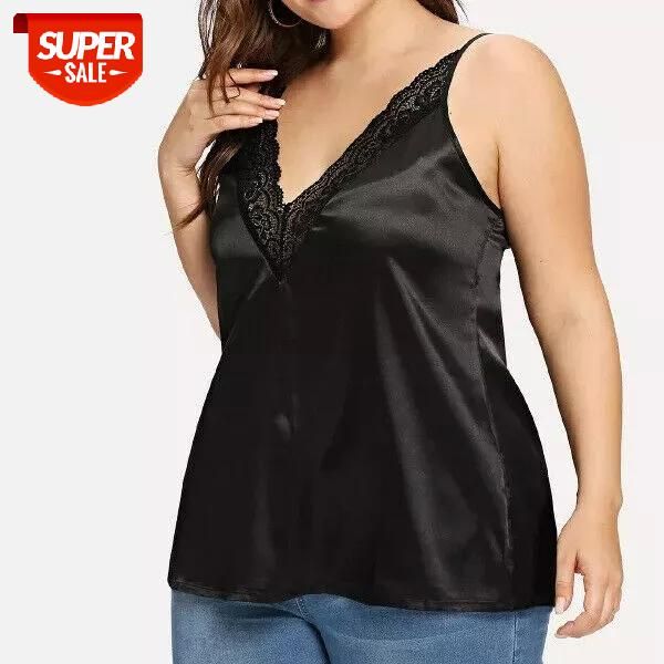 

xl-5xl casual v-neck tank blouse for women summer lace vest sleeveless loose plus size #2b6y, White