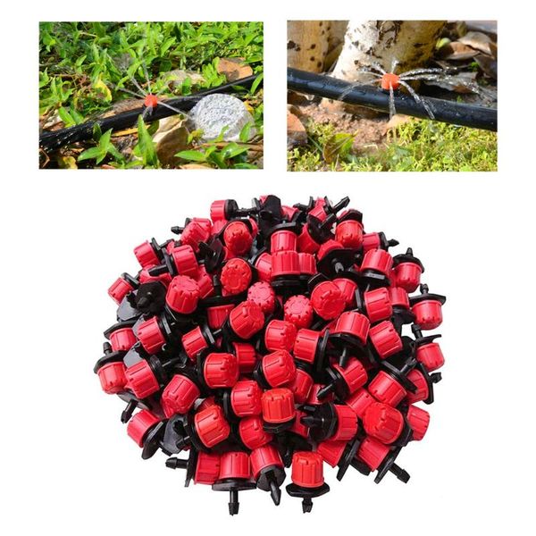 

watering equipments 100pcs adjustable micro drip irrigation system sprinklers anti-clogging emitter dripper red garden supplies greenhouse