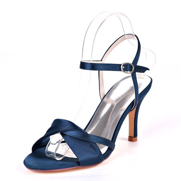

sandals high heels satin wedding open toe ankle buckle strap heeled evening formal party summer ladies dress r4z3, Black
