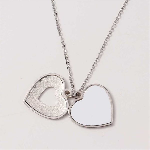 

children's jewelry valentine's day necklace heat transfer printing heart-shaped hollow necklaces couples fashion love letters prin