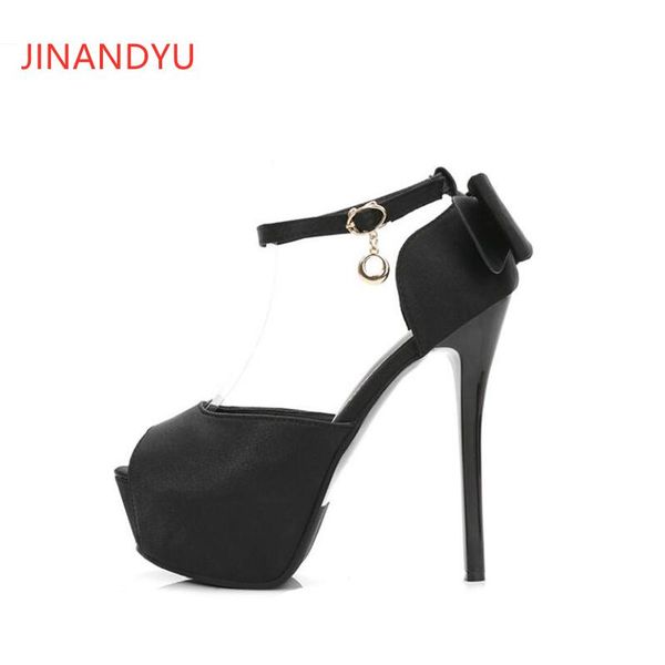 

dress shoes bow peep toe high heels 12/14cm party wedding woman lolita platform comfortable pumps stilettos mujer, Black