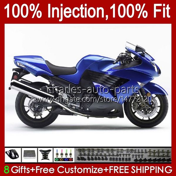 Einspritzverkleidungen für KAWASAKI NINJA ZZR 1400 CC ZX 14R 14 R ZZR1400 06-11 4No.93 ZX14R 06 07 08 09 10 11 ZZR-1400 ZX-14R 2006 2007 2008 2009 2010 2011 OEM-Karosserien blau glänzend