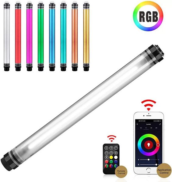 

handheld rgb light pography video 5m ip68 waterproof tube with app remote control builtin battery flash heads