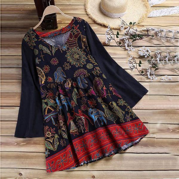 

plus size loose cotton linen long shirt blouse women casual ladies national style moda blusas women's blouses & shirts, White