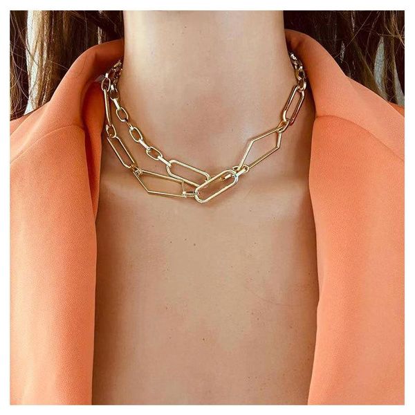 

chokers 2021 punk gothic irregular necklace couple golden street hip hop declaration jewelry gift wholesale, Golden;silver