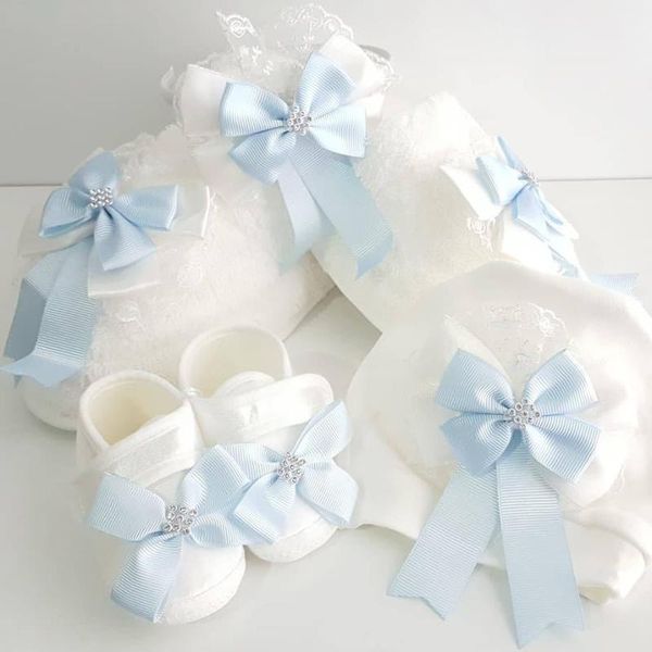 

cubic zirconia ruched light blue ribbon 4 pcs puerperal set pajamas, Blue;red