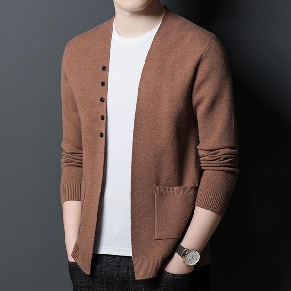 

men's sweaters knit brand autum thick quality fashion button up cardigan japanese men sweater casual solid coats jacket clothes, White;black