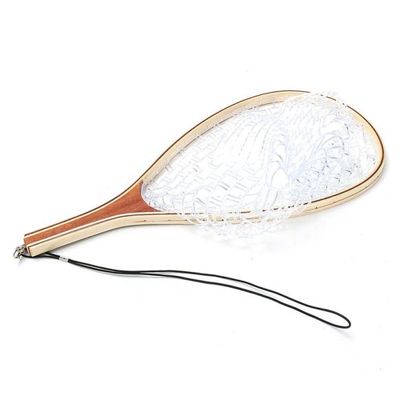 

fishing accessories trout landing net with wooden handle rubber mesh fish catchand release for outdoor sports