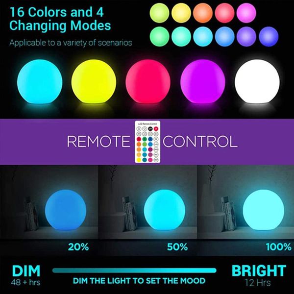 

solar lamps rgb 16 color led lights floating pool lamp ip67 waterproof ball lighting tub night toys outdoor garden