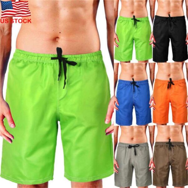

us mens summer joggers training casual sports gym beach shorts sweatpants, White;black