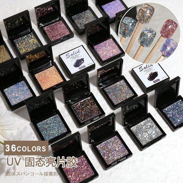 

nail gel 36 colors uv solid glitter art 5ml mix shiny sequins hybird liquid 3d polish holographic manicure decorations hj#25, Red;pink