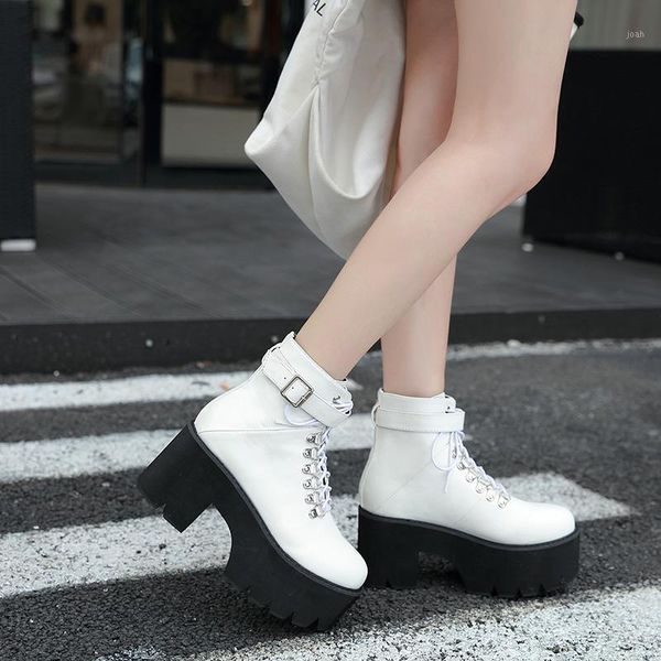 

boots zipper round toe fashion thick heel platform women1, Black