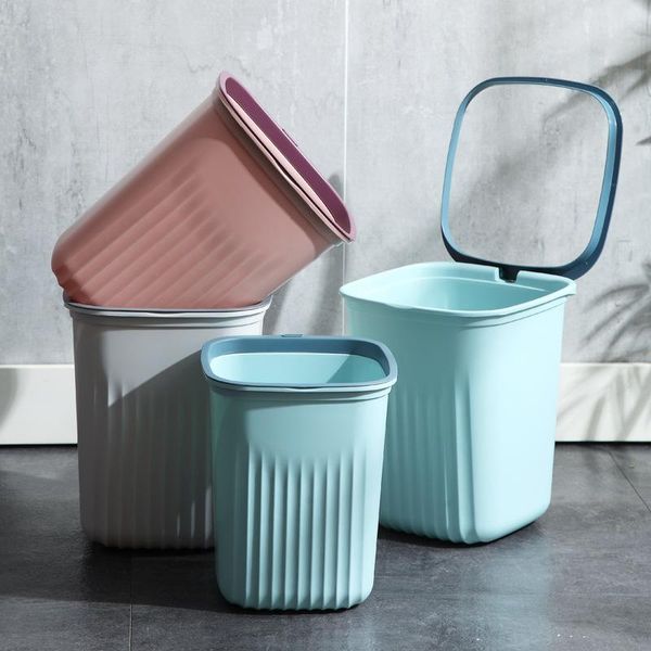 

waste bins simple kitchen trash can household living room creative press ring bathroom plastic paper basket