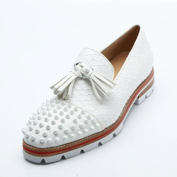 

white leather men wedding & party shoes formal spike fringed dress, Black