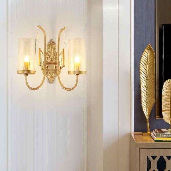 

wall lamp led crystal light with glass lampshade modern living room background bedroom bedsides home lighting fixture