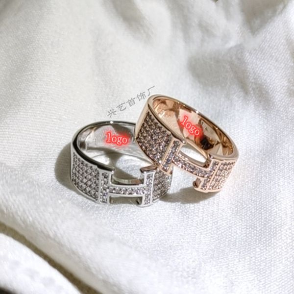 

2021 high-quality jewelry 70% off sale new letter full diamond ring female fashion stainless steel jewelry net red versatile seiko, Black