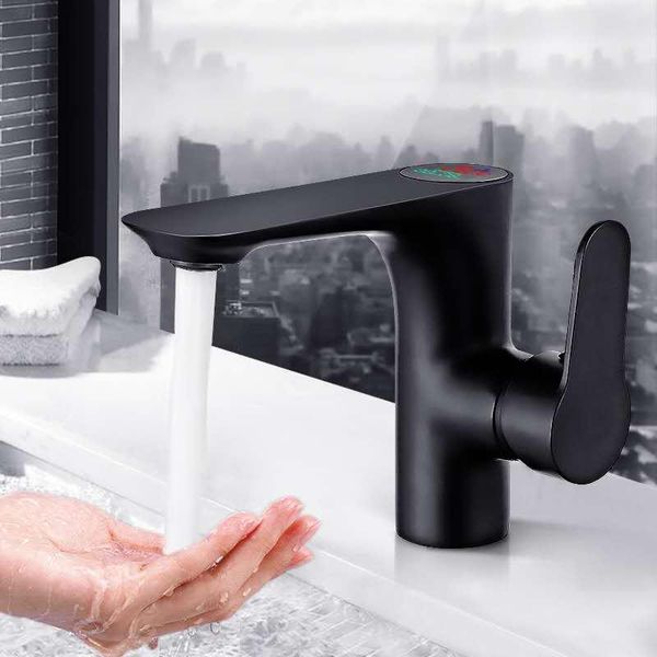 

bathroom sink faucets led intelligence temperature digital display faucet solid brass chrome basin tap cold& water power