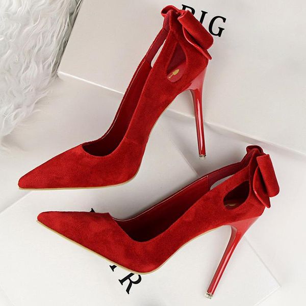 

dress shoes 2021 women flock pumps .5cm high heel female escarpins butterfly know suede pink orange heels pointed toe office, Black