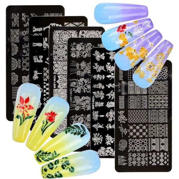

nail art kits rectangular printing edition polish steel plate template transfer diy seal tool