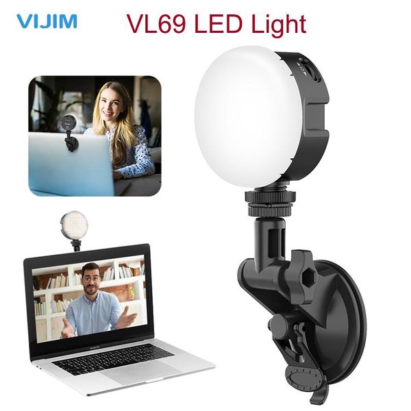 

flash heads vijim vl69 round video led light 2500-6500k adjutable soft lamp suction kit lighting for live vlog smartphone