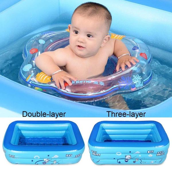 

pool & accessories 120cm 2/3layers inflatable square swimming children bathing tub baby kid home outdoor large