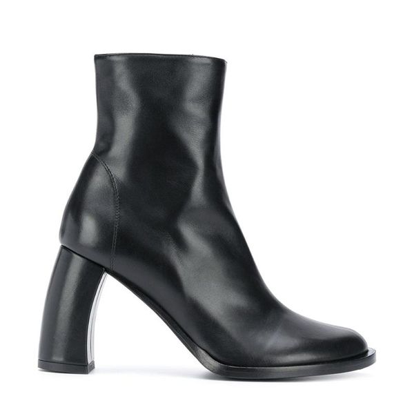 

boots 2021 luxury design women's strange heels high street fashion cowhide zippers women shoes woman botas, Black