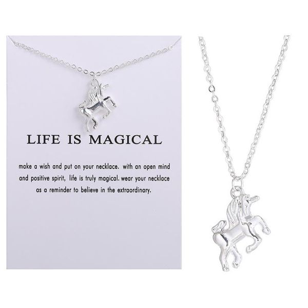 

unicorn necklace pendant collarbone chain, Silver