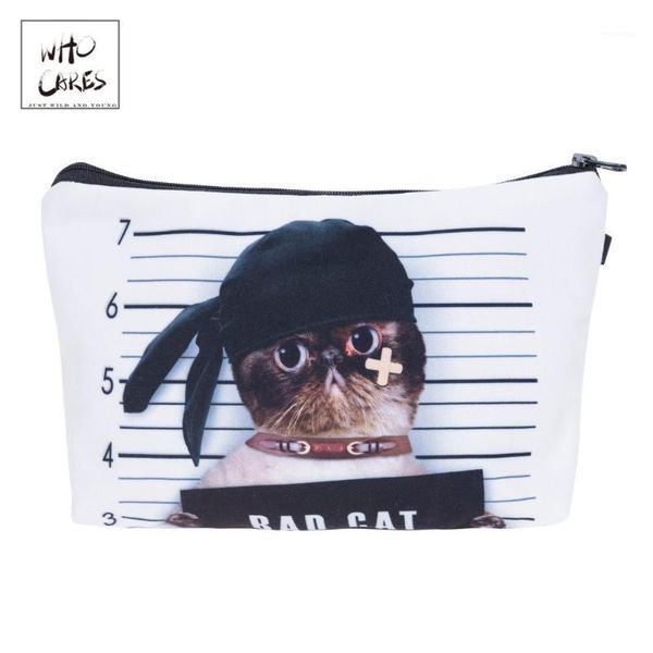 

who cares pirate cat 3d printing cosmetic organizer bag makeup bags ladies pouch for travel women & cases1