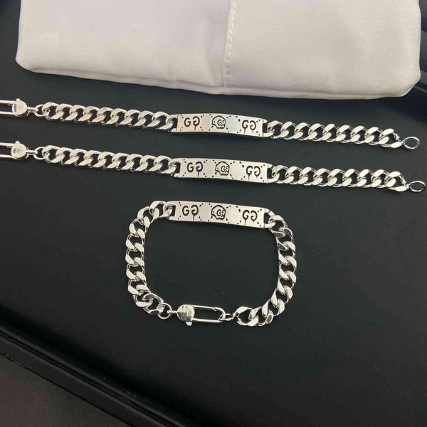 

2021 high-quality jewelry 70% off sale s925 sterling silver ancient home double small skull bracelet punk hip hop chain bracelet male and fe