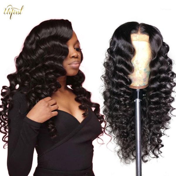 

brazilian loose deep wave wig 13x4/ 13x6 lace front human hair wigs for black women remy pre plucked wigs1, Black;brown